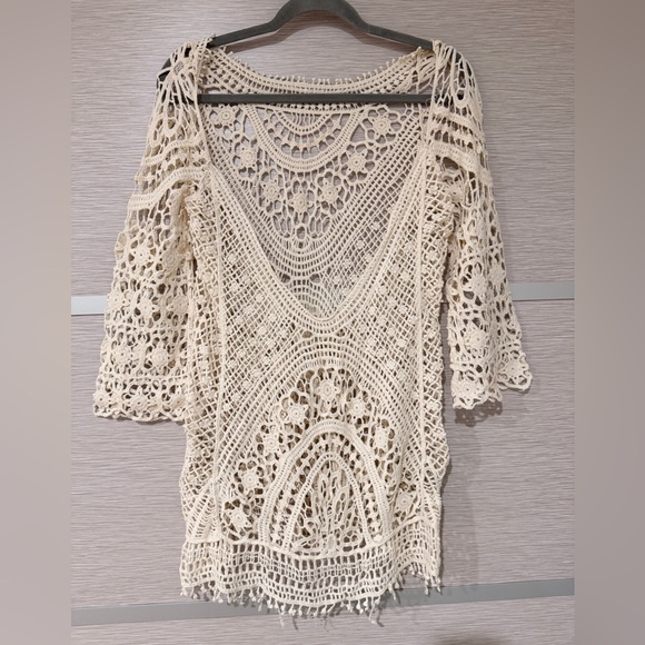 Knit Swimwear Cover up in one size in Cream - Picture 5 of 7
